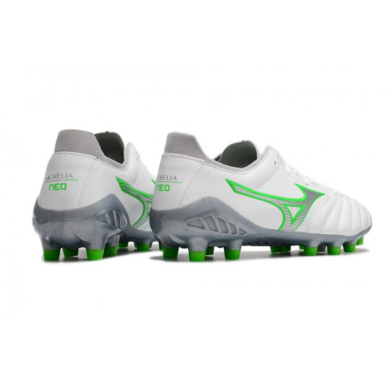 Kopačky Mizuno Morelia Neo Iii Pro AG Low-Top Bílý Šedá Zelená 