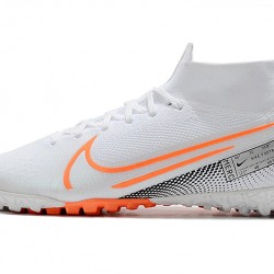 2020 Kopačky Nike Mercurial Superfly 7 Elite MDS TF Flyknit Bílý oranžový Stříbrný