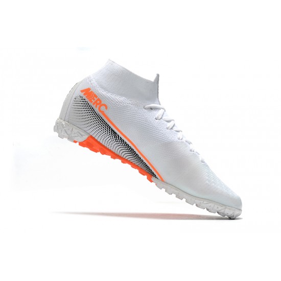 2020 Kopačky Nike Mercurial Superfly 7 Elite MDS TF Flyknit Bílý oranžový Stříbrný