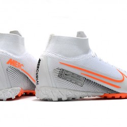 2020 Kopačky Nike Mercurial Superfly 7 Elite MDS TF Flyknit Bílý oranžový Stříbrný