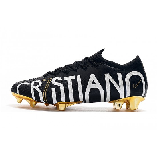 Kopačky Nike Mercurial Vapor Fury VII Elite CR7 SE FG Černá Bílý Zlatý