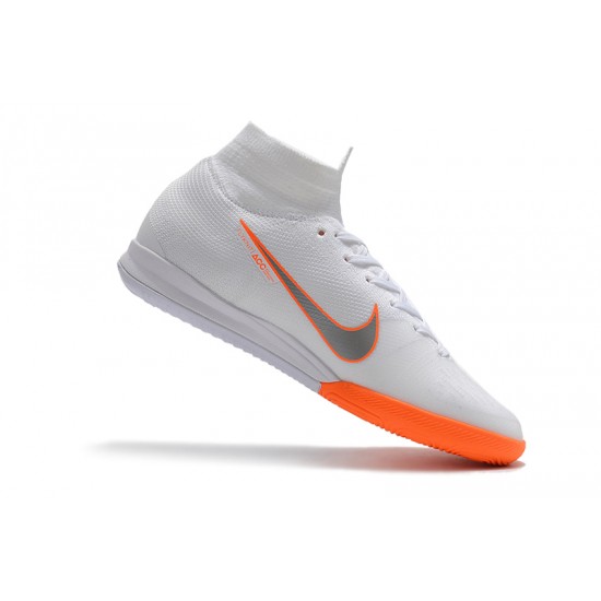 Kopačky Nike SuperflyX 6 Elite IC Bílý oranžový Stříbrný