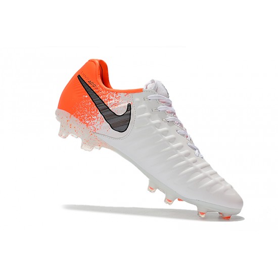 Kopačky Nike Flyknit Tiempo Legend VII FG Bílý oranžový Černá