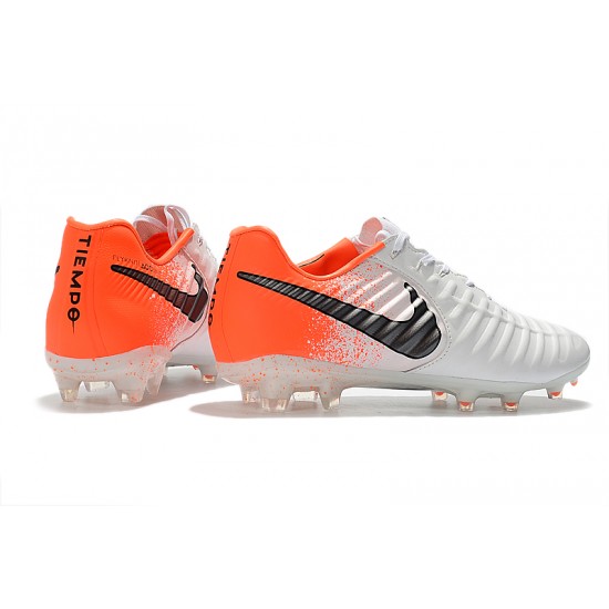 Kopačky Nike Flyknit Tiempo Legend VII FG Bílý oranžový Černá