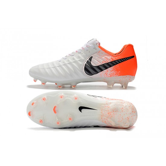 Kopačky Nike Flyknit Tiempo Legend VII FG Bílý oranžový Černá