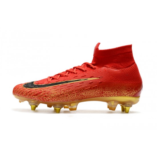 Kopačky Nike Mercurial  Superfly VI Elite CR7 SG AC Flyknit 360 Červené Zlatý