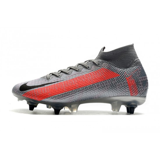 Kopačky Nike Mercurial Superfly 7 Elite Flyknit 360 SG-PRO AC MetVšechnoic Stříbrný Červené