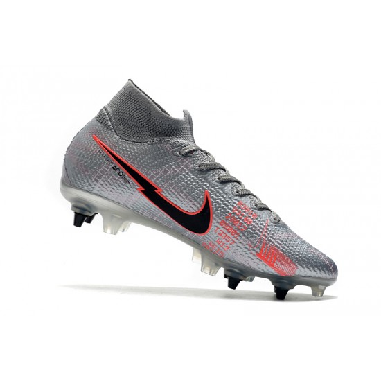 Kopačky Nike Mercurial Superfly 7 Elite Flyknit 360 SG-PRO AC MetVšechnoic Stříbrný Červené