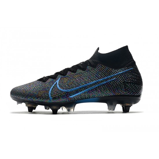 Kopačky Nike Mercurial Superfly 7 Elite SG-PRO AC Flyknit 360 Černá Modrý Nachový