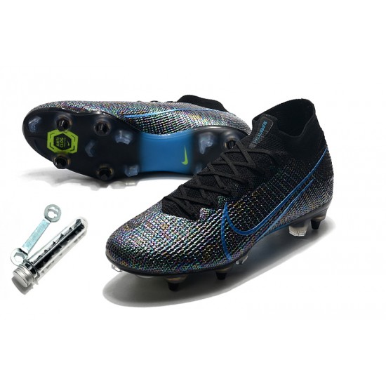 Kopačky Nike Mercurial Superfly 7 Elite SG-PRO AC Flyknit 360 Černá Modrý Nachový