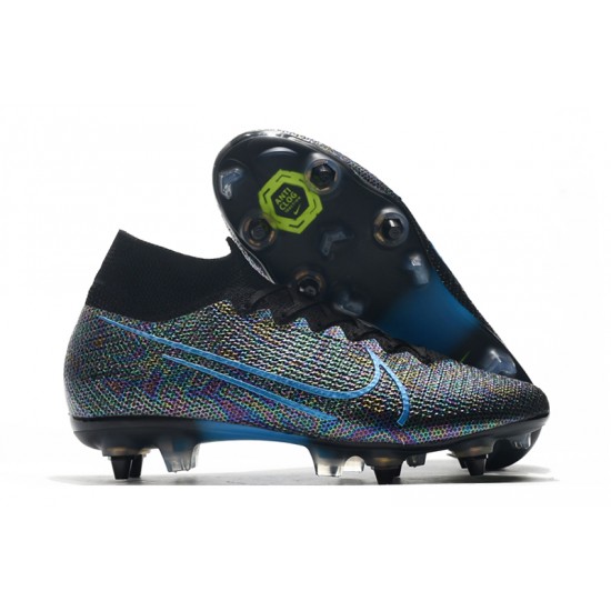 Kopačky Nike Mercurial Superfly 7 Elite SG-PRO AC Flyknit 360 Černá Modrý Nachový