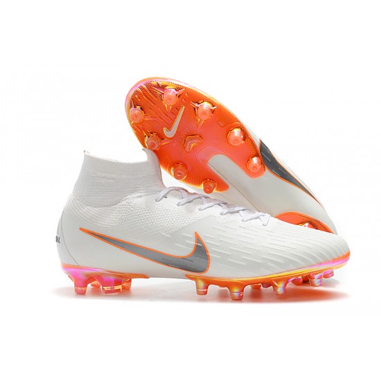 Kopačky Nike Mercurial Superfly VI 360 Elite AG Bílý Stříbrný oranžový