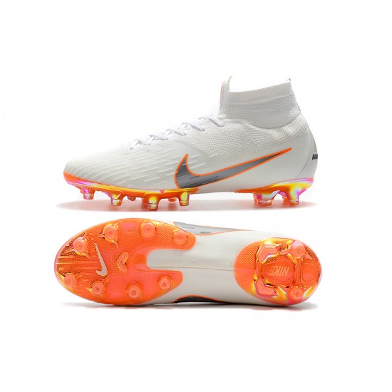 Kopačky Nike Mercurial Superfly VI 360 Elite AG Bílý Stříbrný oranžový