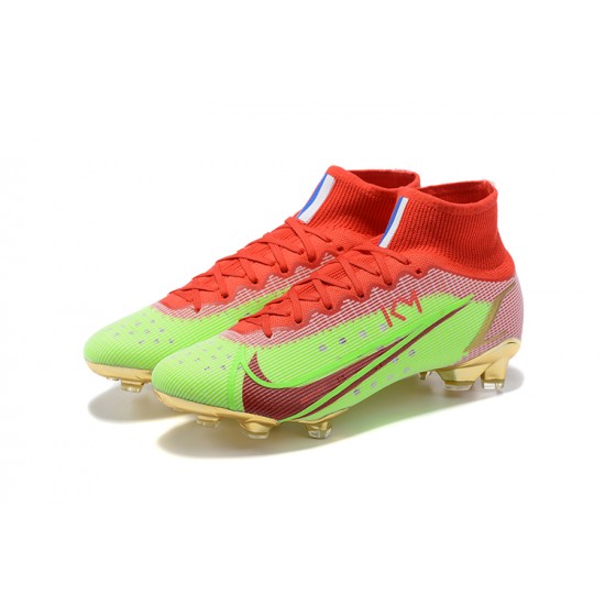 Kopačky Nike Mercurial Superfly 8 Elite FG High-top Červené Zelená Zlato