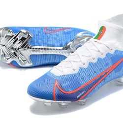 Kopačky Nike Mercurial Superfly 8 Elite FG High-top Bílý Modrý Sliver