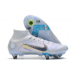 Kopačky Nike Mercurial Superfly VIII Elite SG PRO Anti Clog High-top Bílý Modrý 