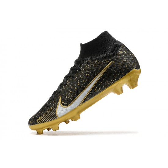 Kopačky Nike Air Zoom Mercurial Superfly Ix Elite Fg Černá Bílý Zlato High-top Football Cleats