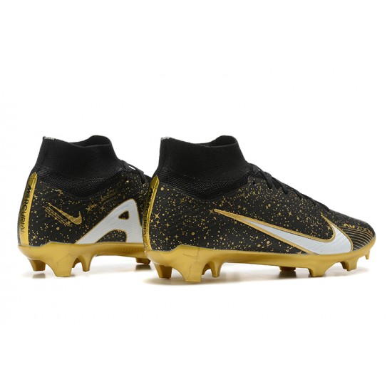 Kopačky Nike Air Zoom Mercurial Superfly Ix Elite Fg Černá Bílý Zlato High-top Football Cleats