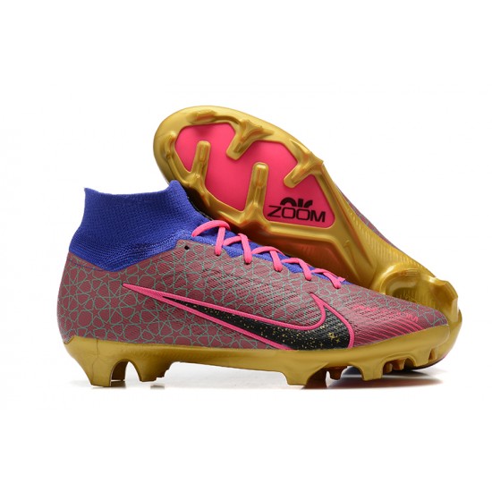 Kopačky Nike Air Zoom Mercurial Superfly Ix Elite Fg Modrý Zlato Růžový High-top Football Cleats