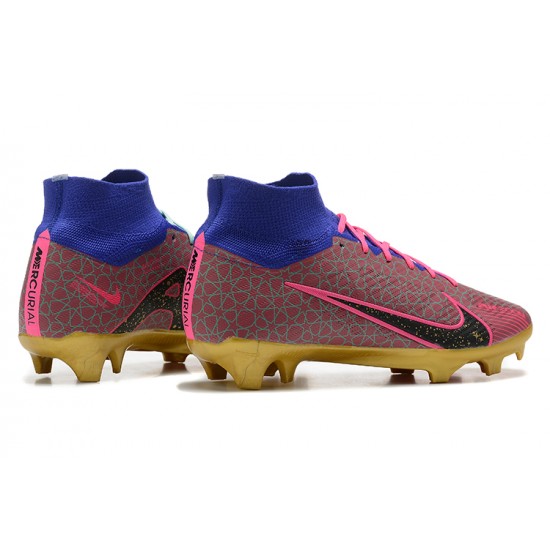 Kopačky Nike Air Zoom Mercurial Superfly Ix Elite Fg Modrý Zlato Růžový High-top Football Cleats