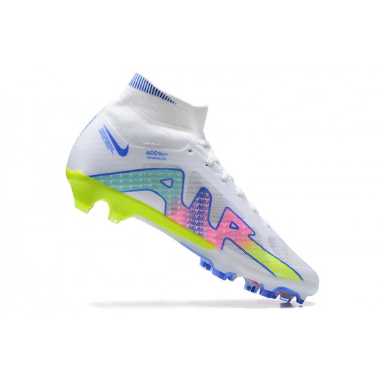 Kopačky Nike Air Zoom Mercurial Superfly Ix Elite Fg Modrý Bílý Žlutý Zelená High-top Football Cleats