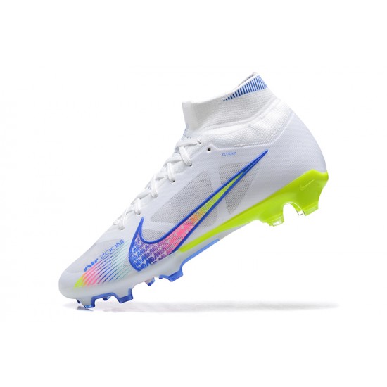 Kopačky Nike Air Zoom Mercurial Superfly Ix Elite Fg Modrý Bílý Žlutý Zelená High-top Football Cleats