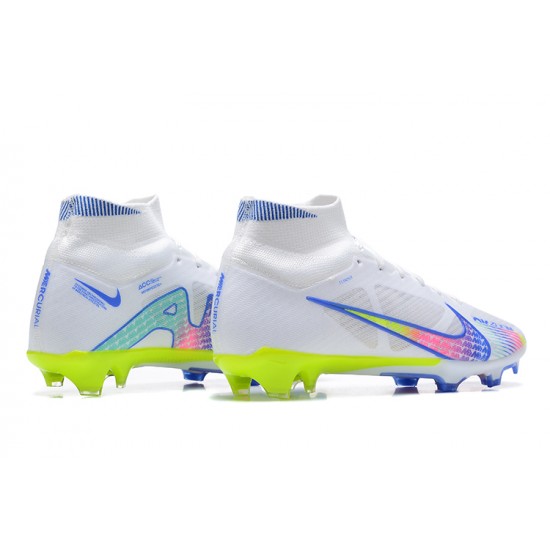 Kopačky Nike Air Zoom Mercurial Superfly Ix Elite Fg Modrý Bílý Žlutý Zelená High-top Football Cleats