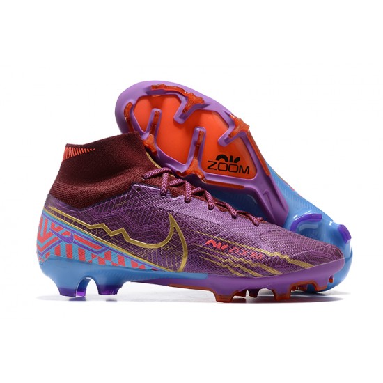 Kopačky Nike Air Zoom Mercurial Superfly Ix Elite Fg Deepwine Modrý Zlato High-top Football Cleats