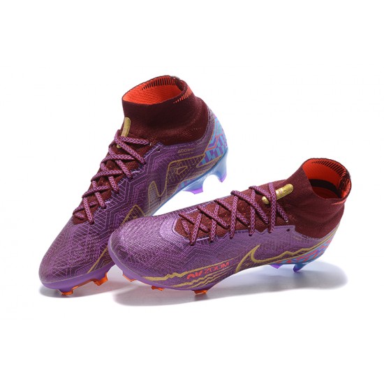 Kopačky Nike Air Zoom Mercurial Superfly Ix Elite Fg Deepwine Modrý Zlato High-top Football Cleats