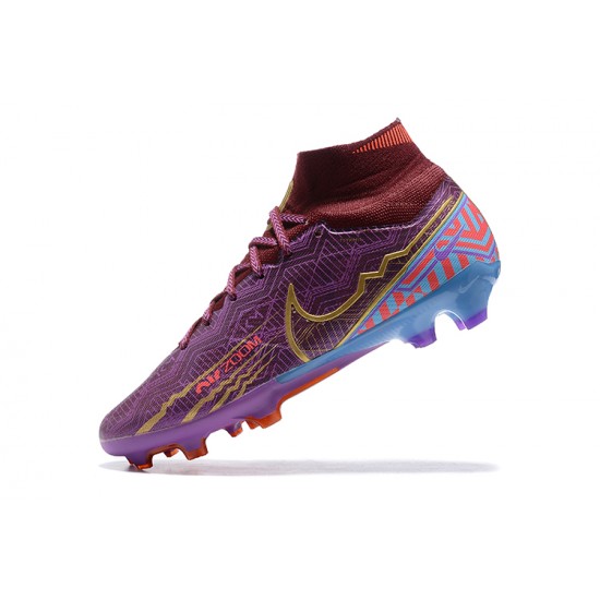 Kopačky Nike Air Zoom Mercurial Superfly Ix Elite Fg Deepwine Modrý Zlato High-top Football Cleats