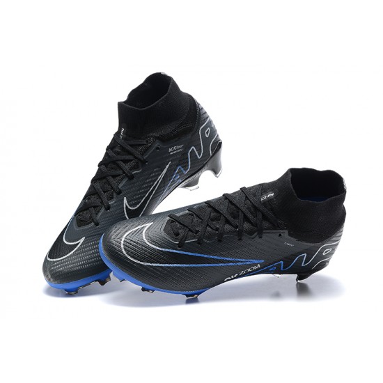 Kopačky Nike Air Zoom Mercurial Superfly Ix Elite Fg Bílý Modrý Černá High-top Football Cleats