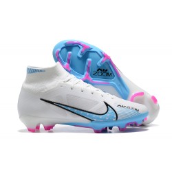 Kopačky Nike Air Zoom Mercurial Superfly Ix Elite Fg Bílý Modrý Růžový High-top Football Cleats