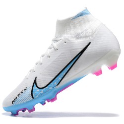 Kopačky Nike Air Zoom Mercurial Superfly Ix Elite Fg Bílý Modrý Růžový High-top Football Cleats