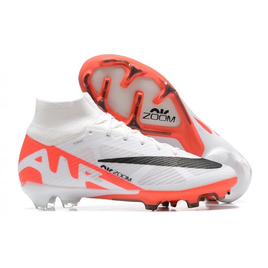 Kopačky Nike Air Zoom Mercurial Superfly Ix Elite Fg Bílý Oranžovýý Černá High-top Football Cleats