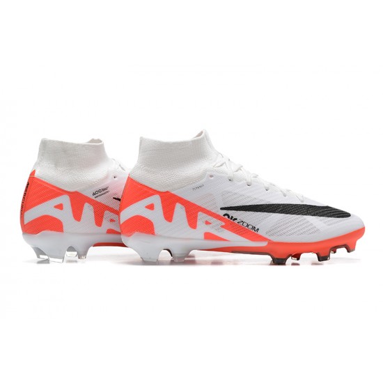 Kopačky Nike Air Zoom Mercurial Superfly Ix Elite Fg Bílý Oranžovýý Černá High-top Football Cleats