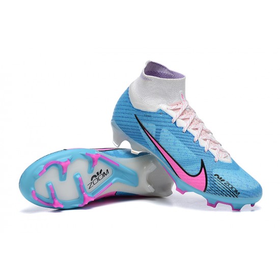 Kopačky Nike Air Zoom Mercurial Superfly Ix Elite Fg Bílý Růžový Modrý High-top Football Cleats