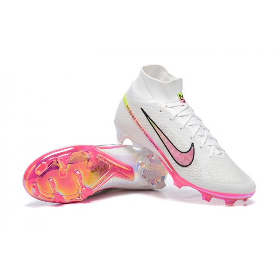 Kopačky Nike Air Zoom Mercurial Superfly Ix Elite Fg Bílý Růžový High-top Football Cleats