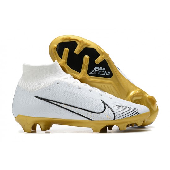 Kopačky Nike Air Zoom Mercurial Superfly Ix Elite Fg Wjite Černá Zlato High-top Football Cleats