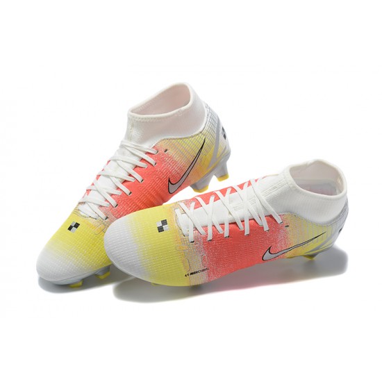 Kopačky Nike Superfly 8 Elite FG Bílý Růžový Žlutý Černá High-top