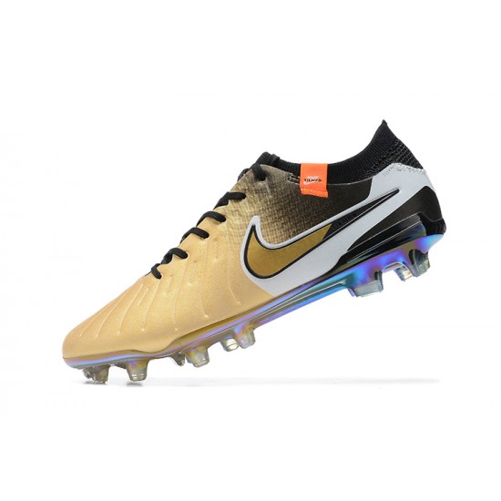 Kopačky Nike Tiempo Legend 10 Elite FG Low-Top Černá Bílý Zlato