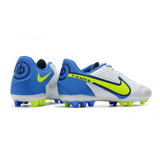 Kopačky Nike Tiempo Legend 9 Academy AG Low-Top Bílý Modrý Žlutý