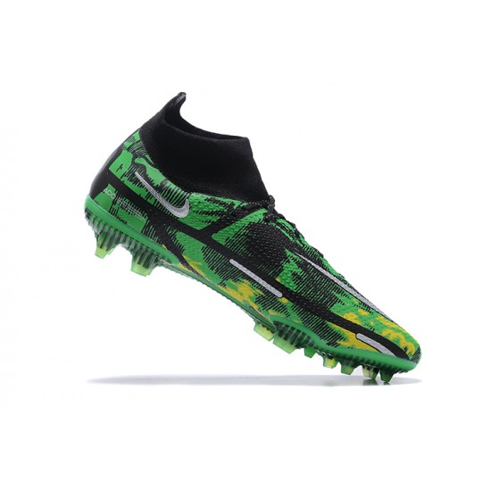 Kopačky Nike Phantom GT2 Dynamic Fit Elite FG Zelená Žlutý Bílý Černá High-top