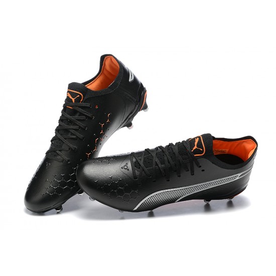 Kopačky Puma King Ultimate Icon MG Černá Oranžovýý Bílý Low-top