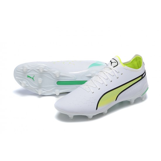 Kopačky Puma King Ultimate Icon MG Low-Top Bílý Zelená Žlutý