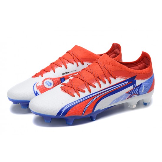 Kopačky Puma Ultra Ultimate FG Low-Top Bílý Modrý Červené